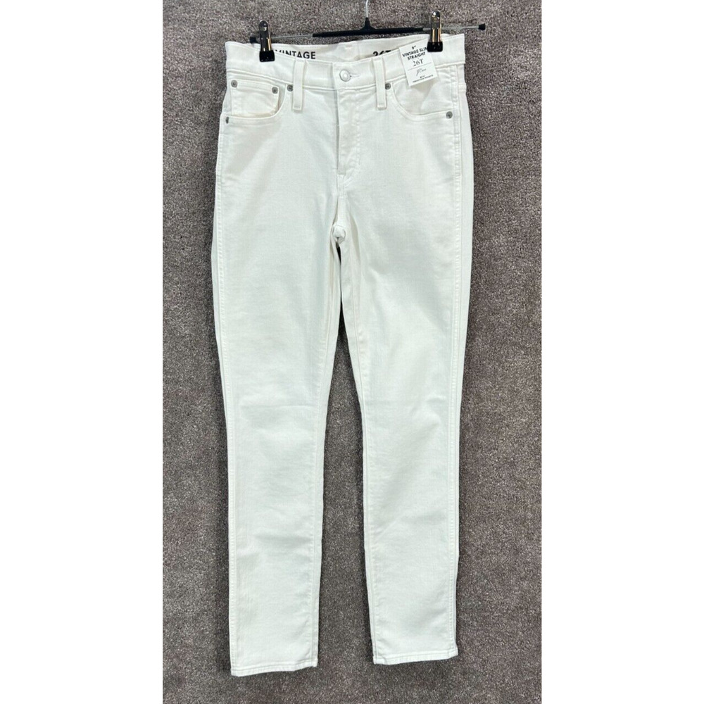 J Crew Jeans Womens 26T White Measures 28X31 Vintage‎ Slim Straight Stretch NWT